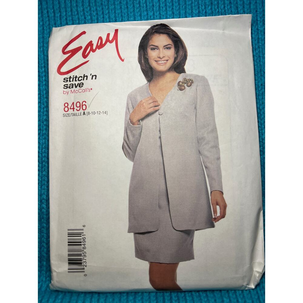 McCalls 8496 Sewing pattern dress blazer size 8 10 12 14